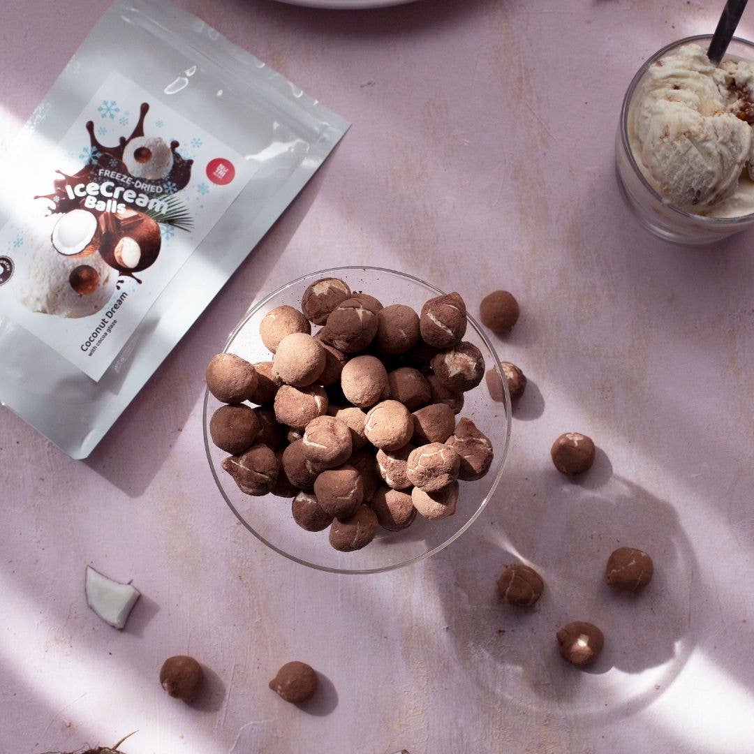 Gefriergetrocknete Eiskremkugeln Kokostraum 45g