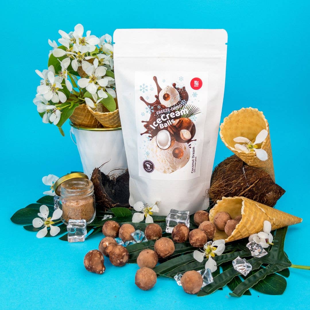 Gefriergetrocknete Eiskremkugeln Kokostraum 45g