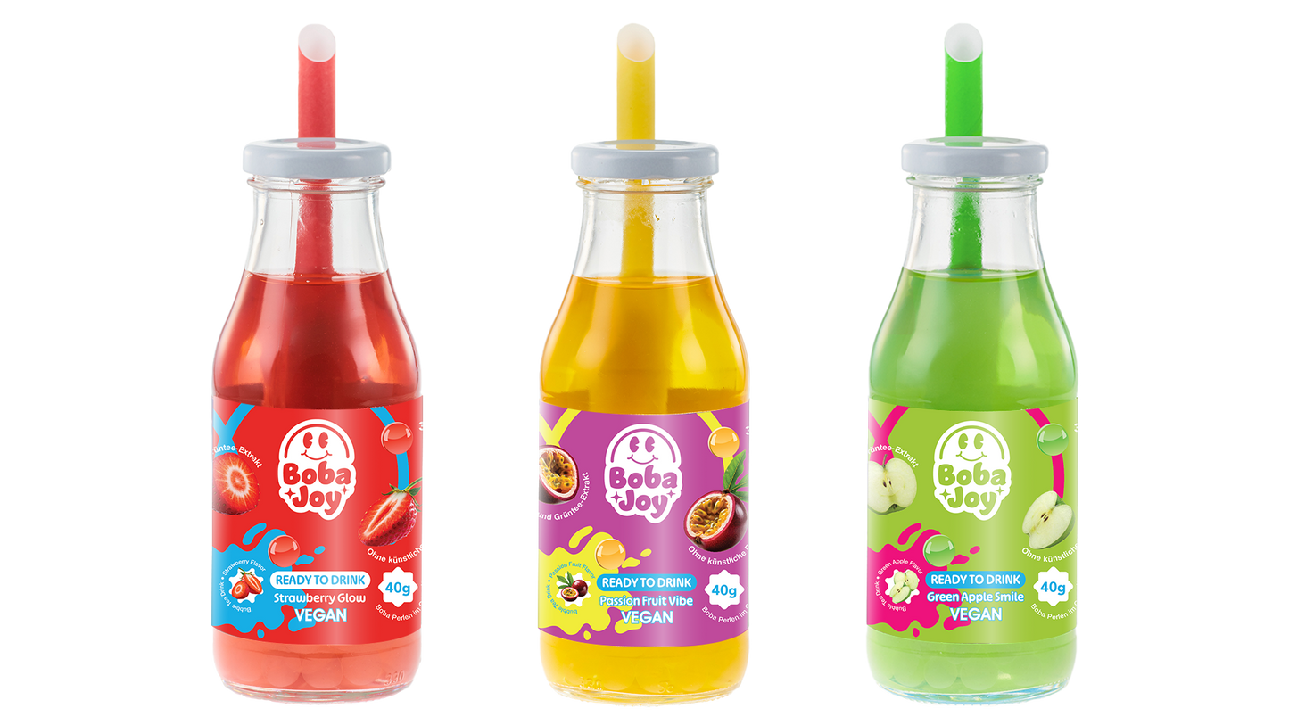 BOBAJOY Ready to Drink Green Apple Smile Bubble Tea