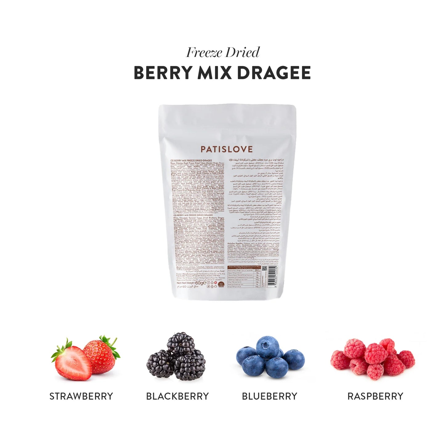 Berry Mix Chocolate Coated Freeze Dried Dragee,60g