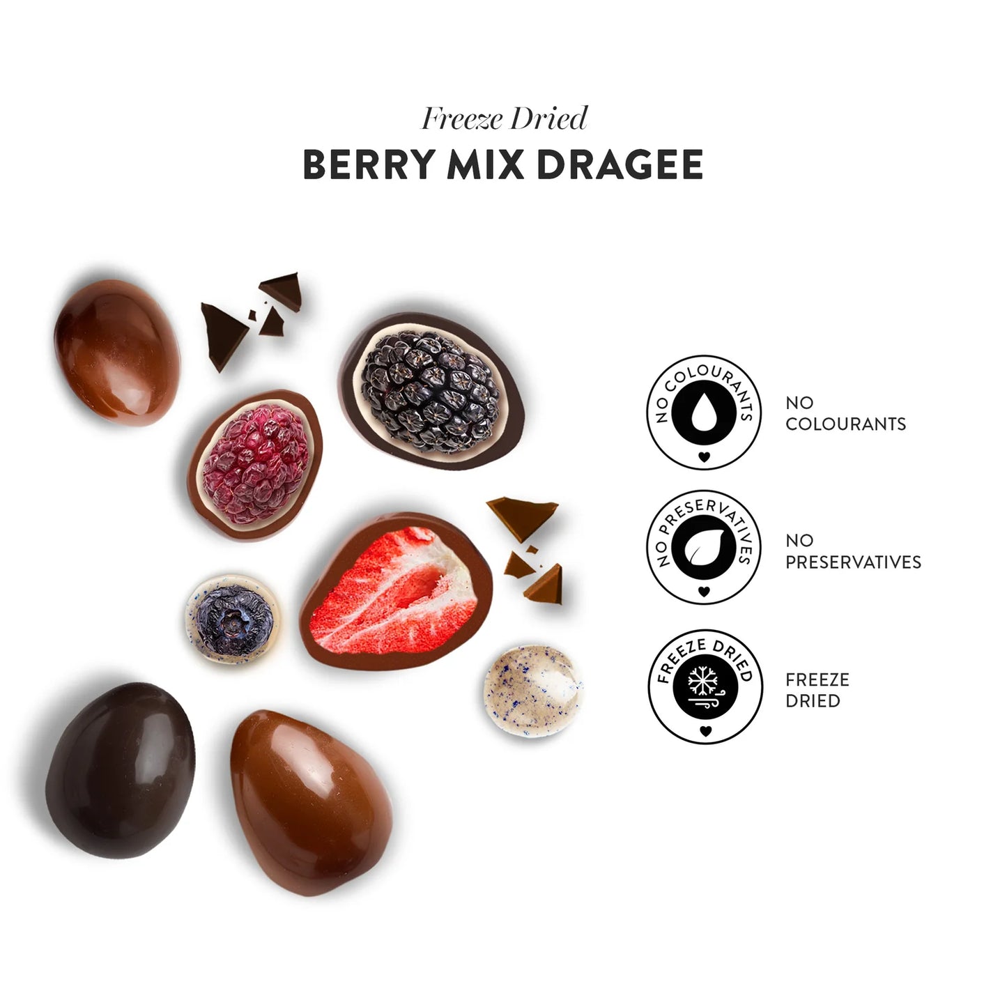 Berry Mix Chocolate Coated Freeze Dried Dragee,60g