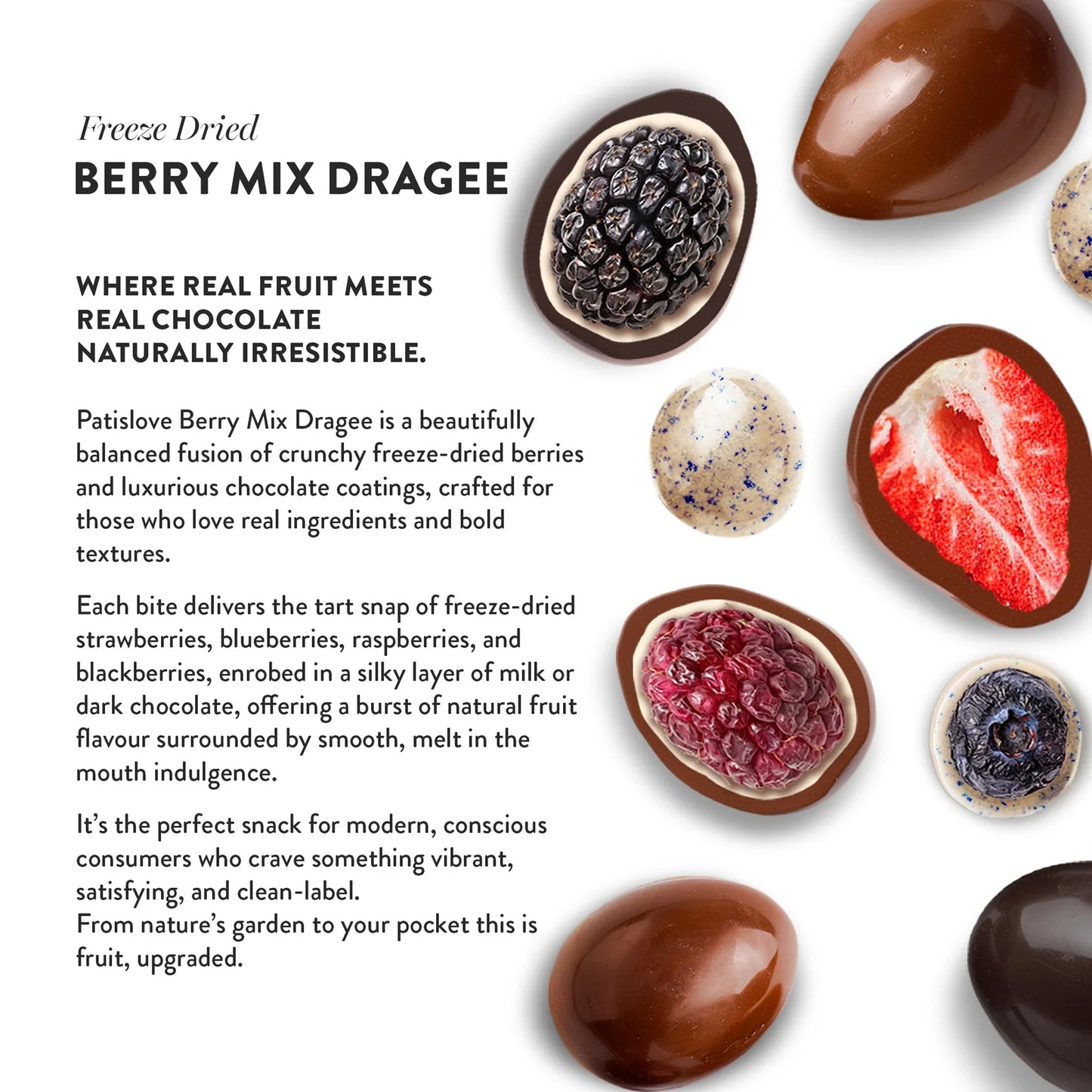 Berry Mix Chocolate Coated Freeze Dried Dragee,60g