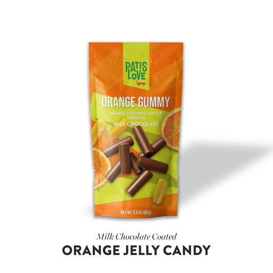 Patislove Orange Gummy – Milk Chocolate Covered
