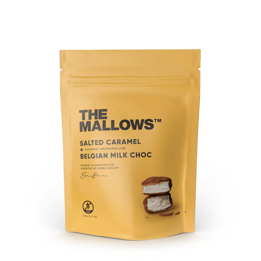 THE MALLOWS SALTED CARAMEL + BELGIAN MILK CHOC 90g