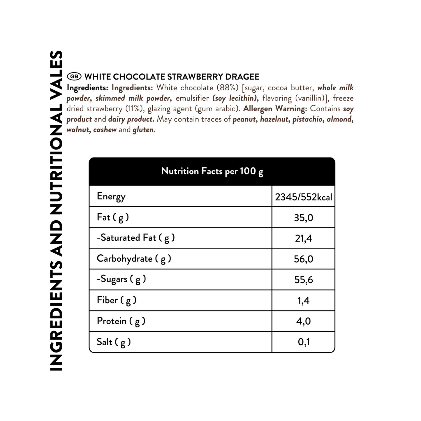Freeze Dried White Chocolate Strawberry Dragee,80g