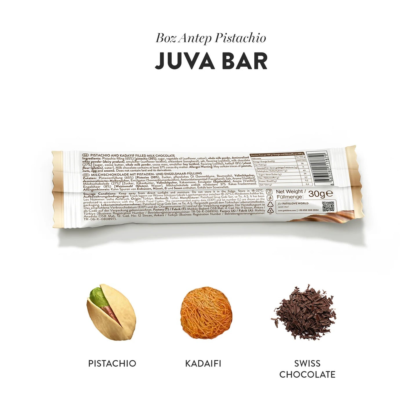 Pistachio & Kadayif Milk Chocolate, 30G