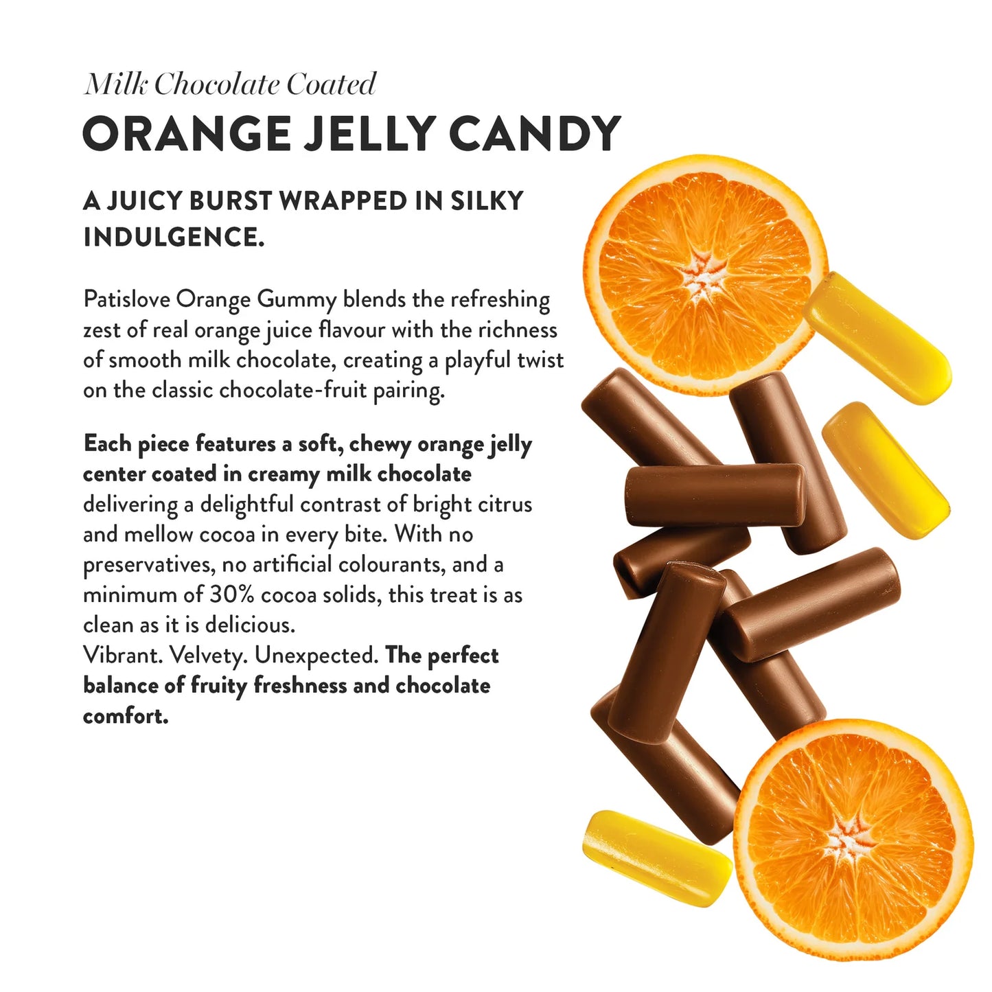 Patislove Orange Gummy – Milk Chocolate Covered