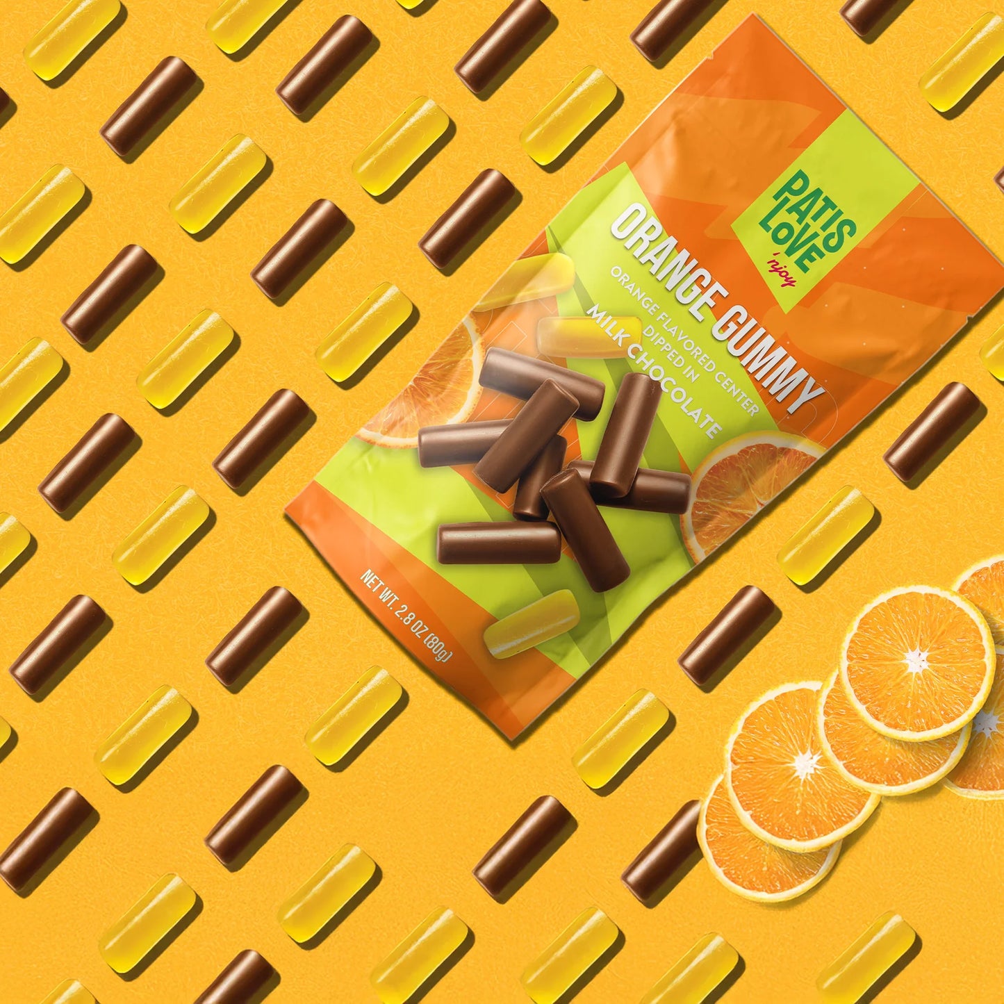 Patislove Orange Gummy – Milk Chocolate Covered