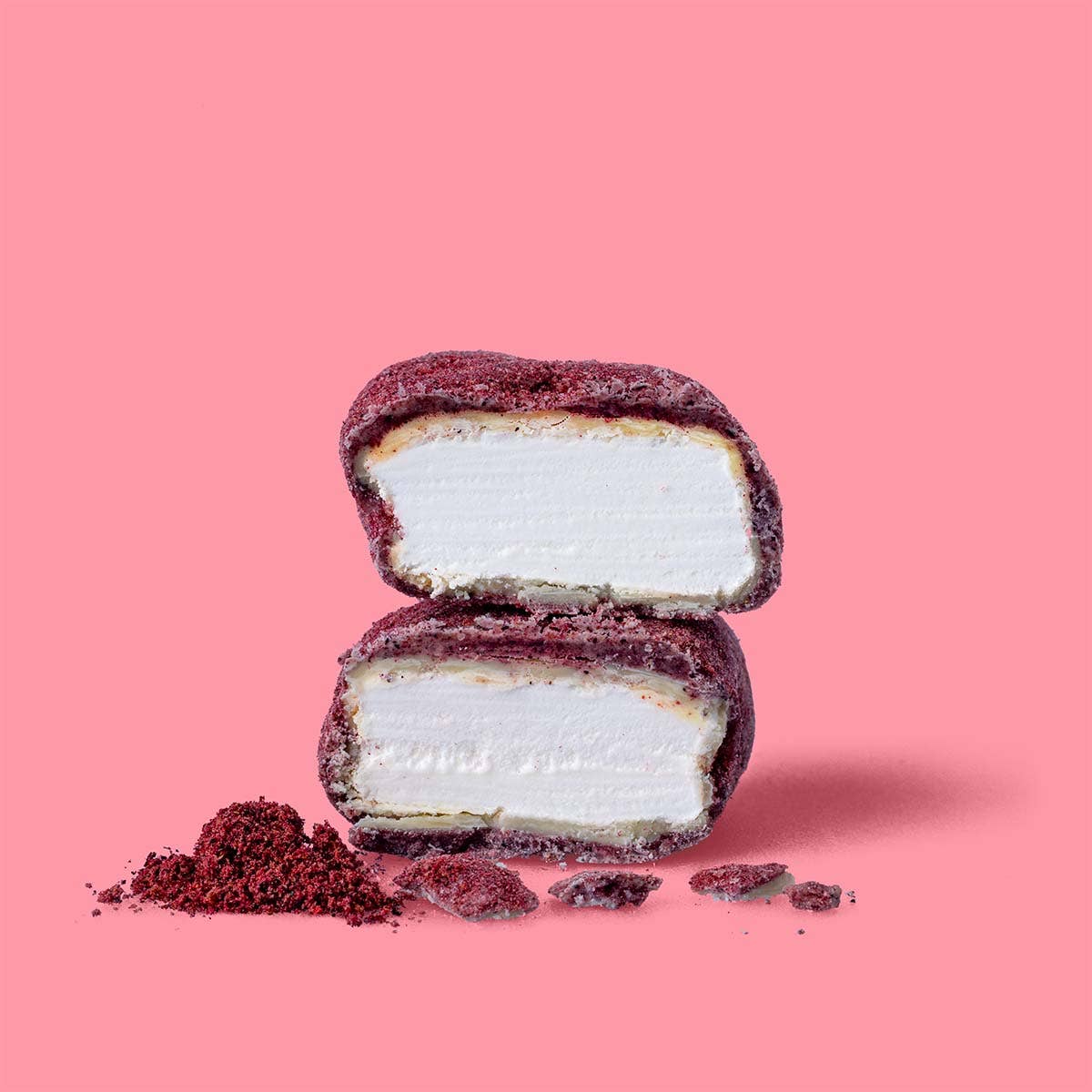 THE MALLOWS BLACKCURRANT & WHITE CHOC - CHOC COATED MARSHMALLOWS