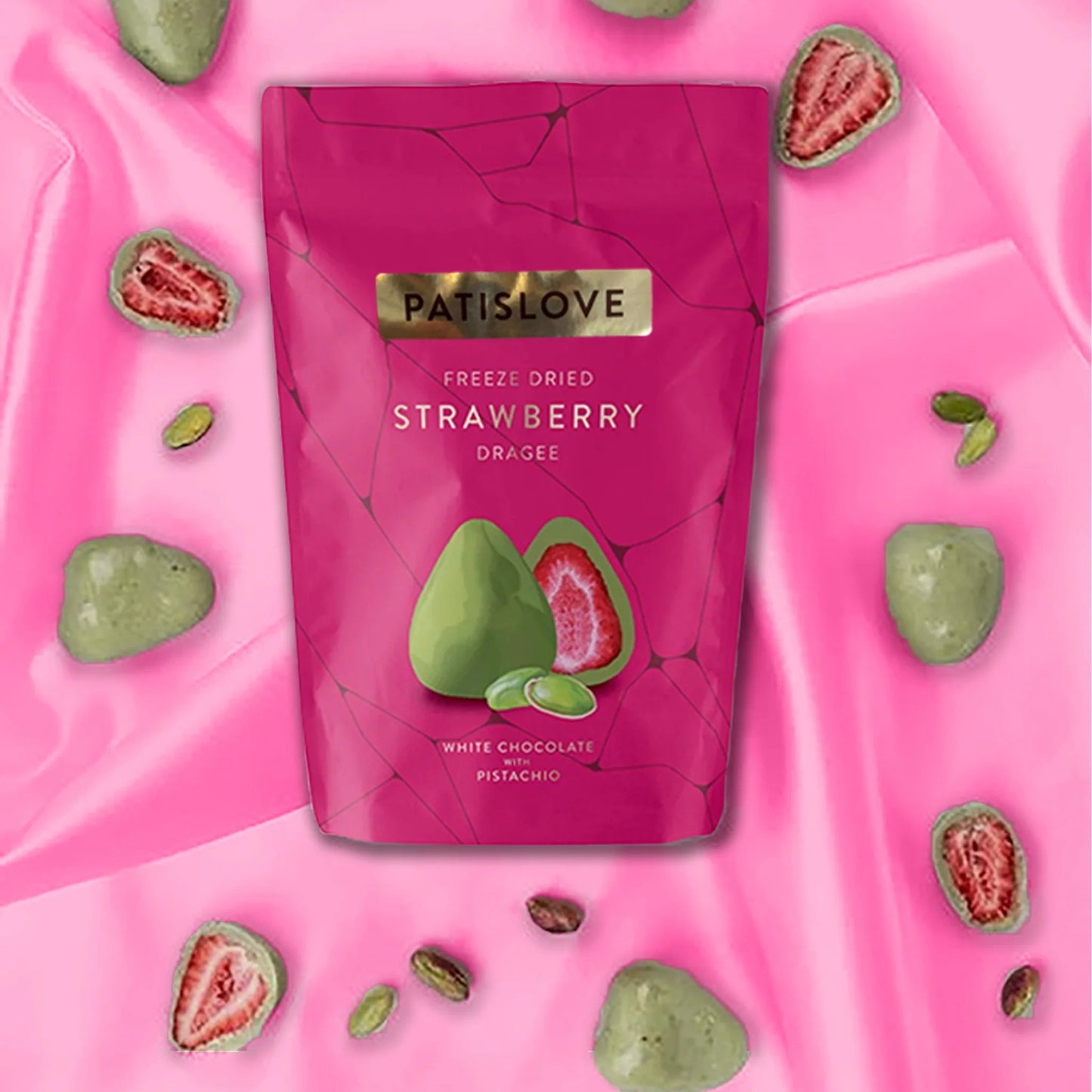 Pistachio White Chocolate Covered Freeze-Dried Strawberry,80g