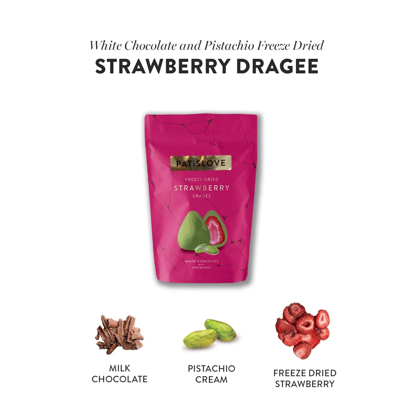 Pistachio White Chocolate Covered Freeze-Dried Strawberry,80g