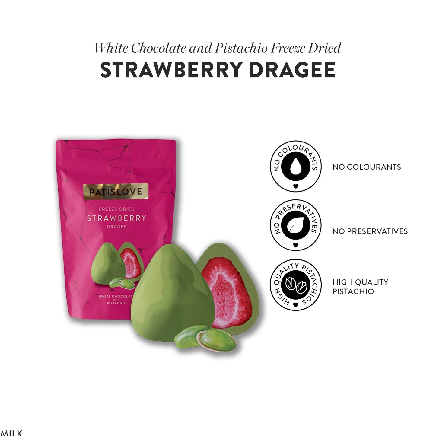Pistachio White Chocolate Covered Freeze-Dried Strawberry,80g