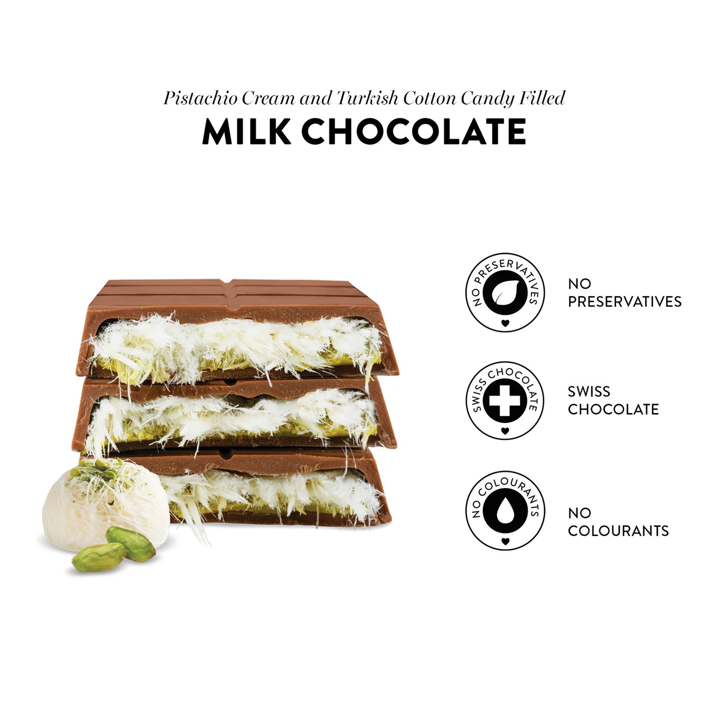 Angel’s Hair Milk Chocolate Turkish Cotton Candy Pistachio Cream, 90g